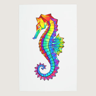 Rainbow Polygonal Seahorse Metal Print