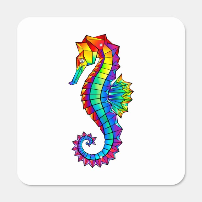 Rainbow Polygonal Seahorse Metal Sign (Front)