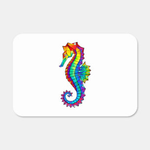 Rainbow Polygonal Seahorse Metal Sign