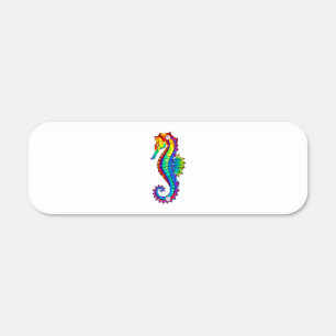 Rainbow Polygonal Seahorse Metal Sign