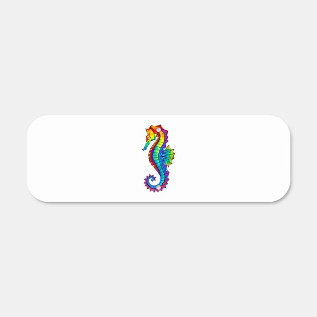 Rainbow Polygonal Seahorse Metal Sign (Front)