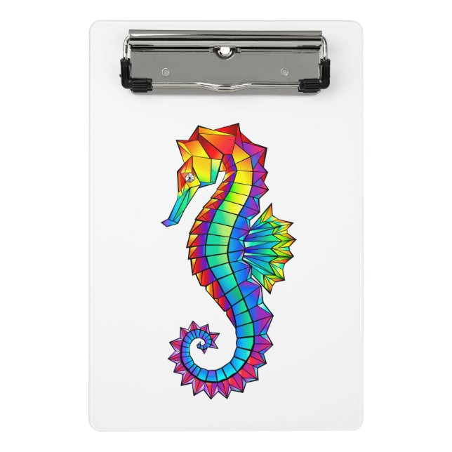Rainbow Polygonal Seahorse Mini Clipboard (Front)