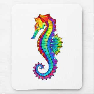 Rainbow Polygonal Seahorse Mouse Pad