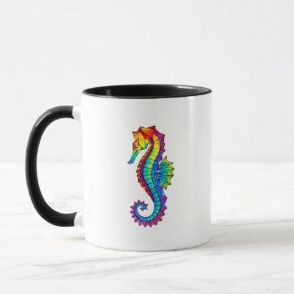 Rainbow Polygonal Seahorse Mug