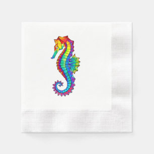 Rainbow Polygonal Seahorse Napkins