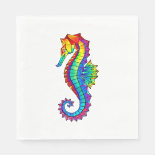 Rainbow Polygonal Seahorse Napkins
