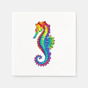 Rainbow Polygonal Seahorse Napkins