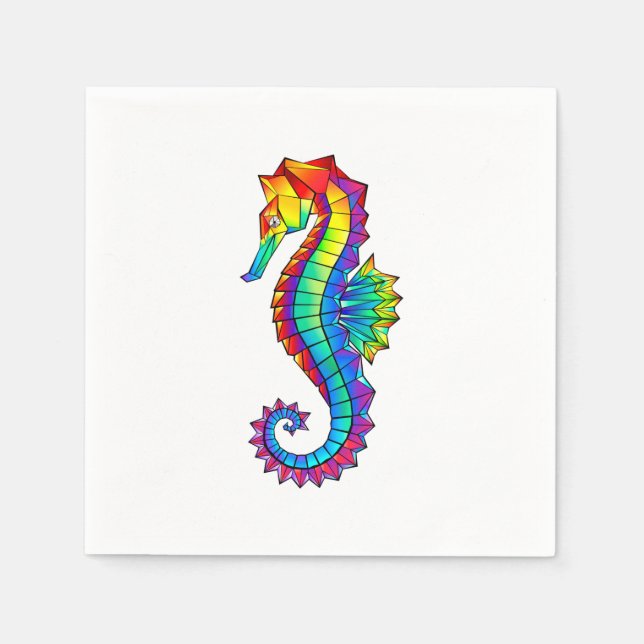 Rainbow Polygonal Seahorse Napkins (Front)