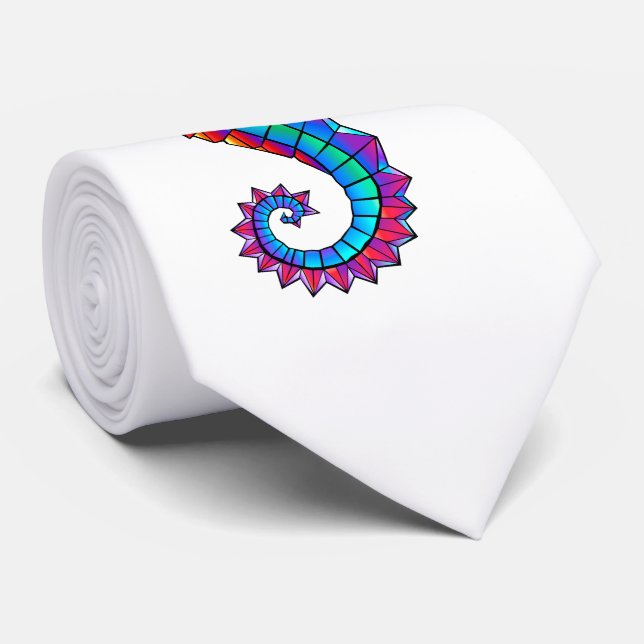 Rainbow Polygonal Seahorse Neck Tie (Rolled)