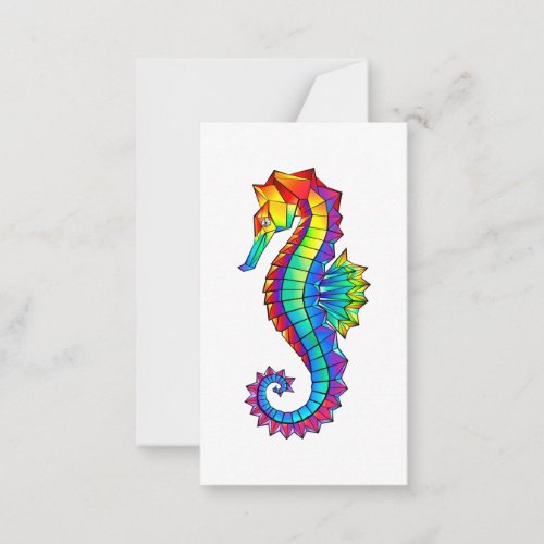 Rainbow Polygonal Seahorse Note Card