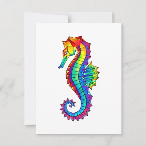 Rainbow Polygonal Seahorse Note Card