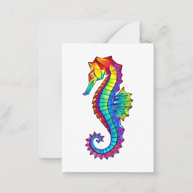 Rainbow Polygonal Seahorse Note Card (Front)