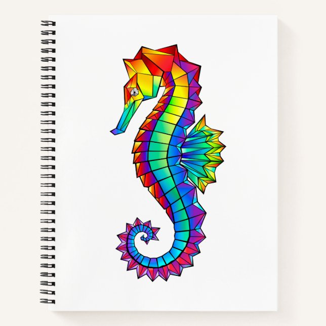 Rainbow Polygonal Seahorse Notebook (Front)