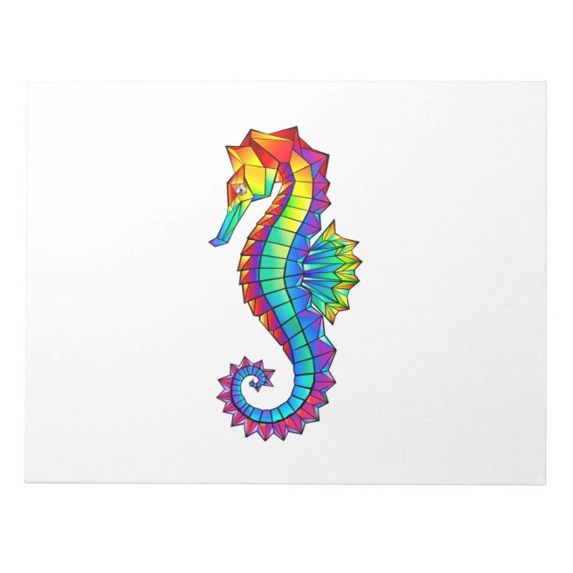 Rainbow Polygonal Seahorse Notepad (Front)