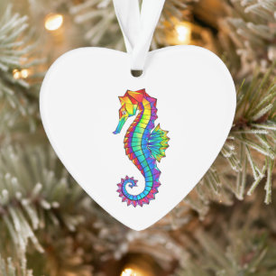 Rainbow Polygonal Seahorse Ornament