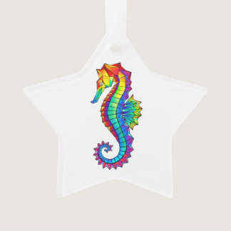 Rainbow Polygonal Seahorse Ornament