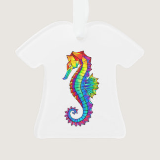Rainbow Polygonal Seahorse Ornament