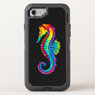 Rainbow Polygonal Seahorse OtterBox Defender iPhone SE/8/7 Case