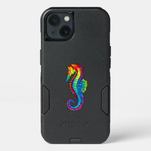 Rainbow Polygonal Seahorse iPhone 13 Case