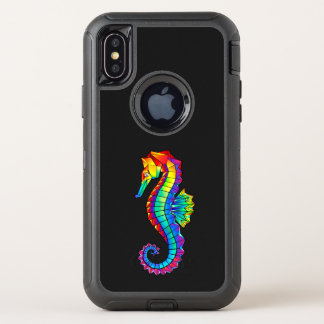 Rainbow Polygonal Seahorse OtterBox Defender iPhone X Case