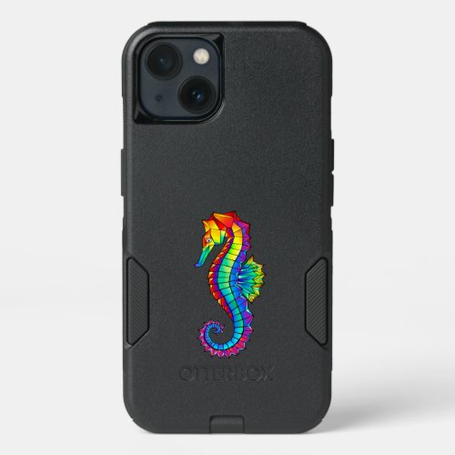 Rainbow Polygonal Seahorse iPhone 13 Case