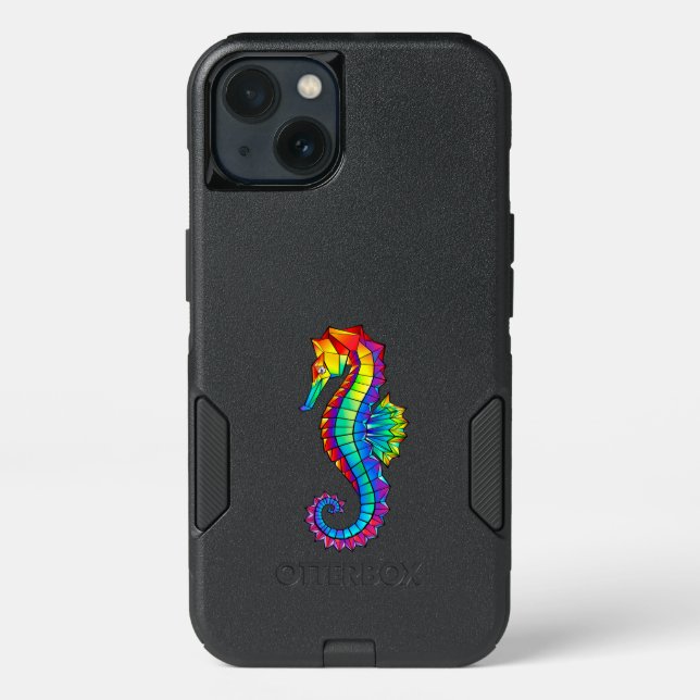 Rainbow Polygonal Seahorse Otterbox iPhone Case (Back)
