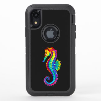 Rainbow Polygonal Seahorse OtterBox Defender iPhone XR Case