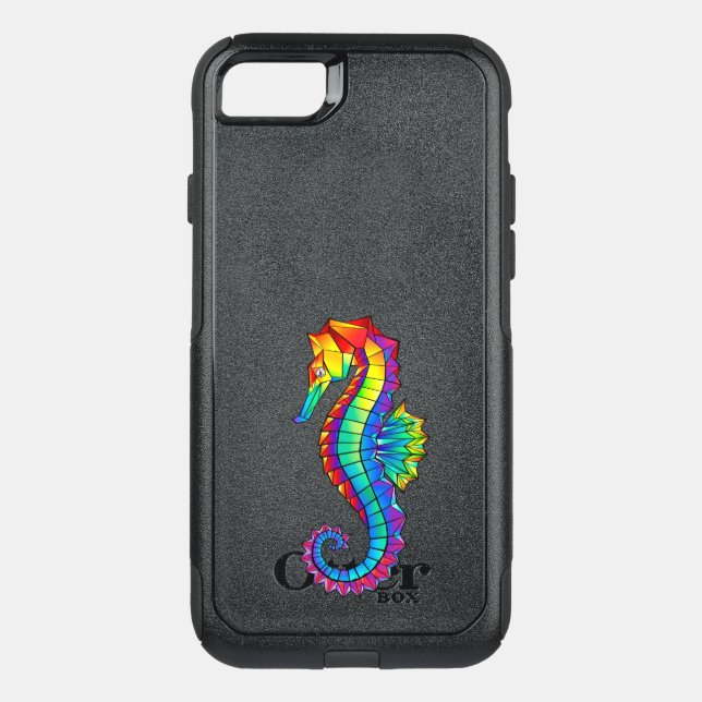 Rainbow Polygonal Seahorse Otterbox iPhone Case (Back)