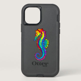 Rainbow Polygonal Seahorse OtterBox Defender iPhone 12 Case