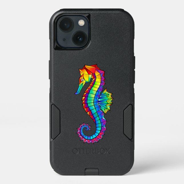 Rainbow Polygonal Seahorse Otterbox iPhone Case (Back)