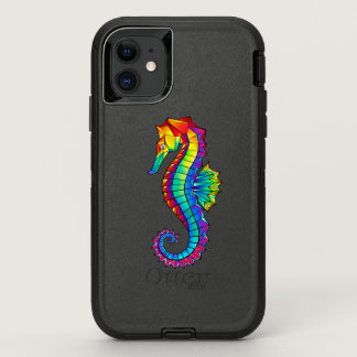 Rainbow Polygonal Seahorse OtterBox Defender iPhone 11 Case