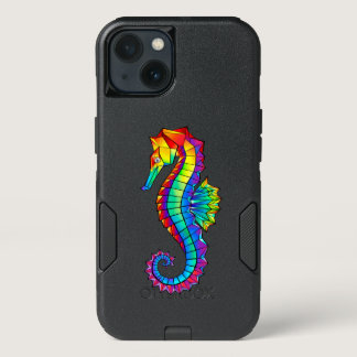 Rainbow Polygonal Seahorse iPhone 13 Case