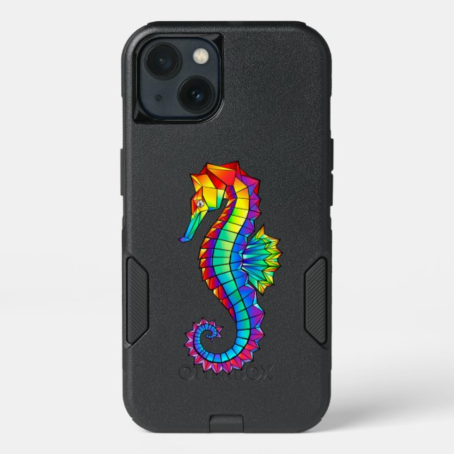 Rainbow Polygonal Seahorse Otterbox iPhone Case (Back)