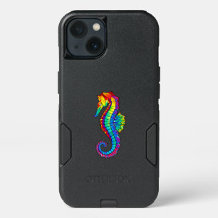 Rainbow Polygonal Seahorse iPhone 13 Case