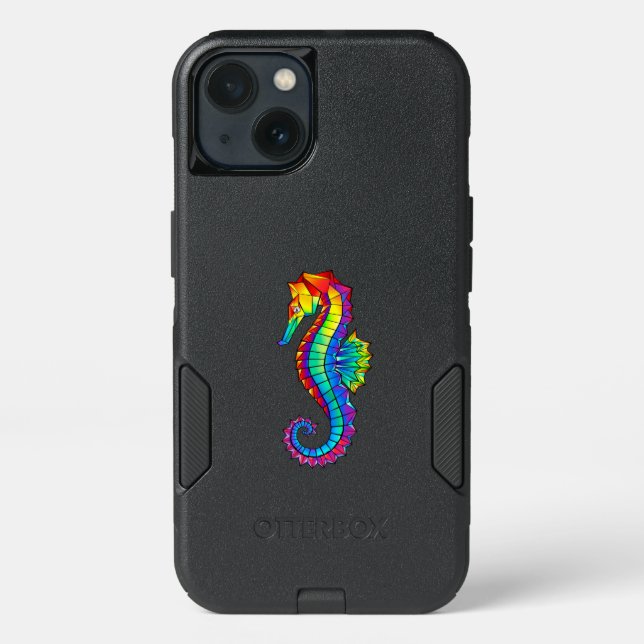 Rainbow Polygonal Seahorse Otterbox iPhone Case (Back)
