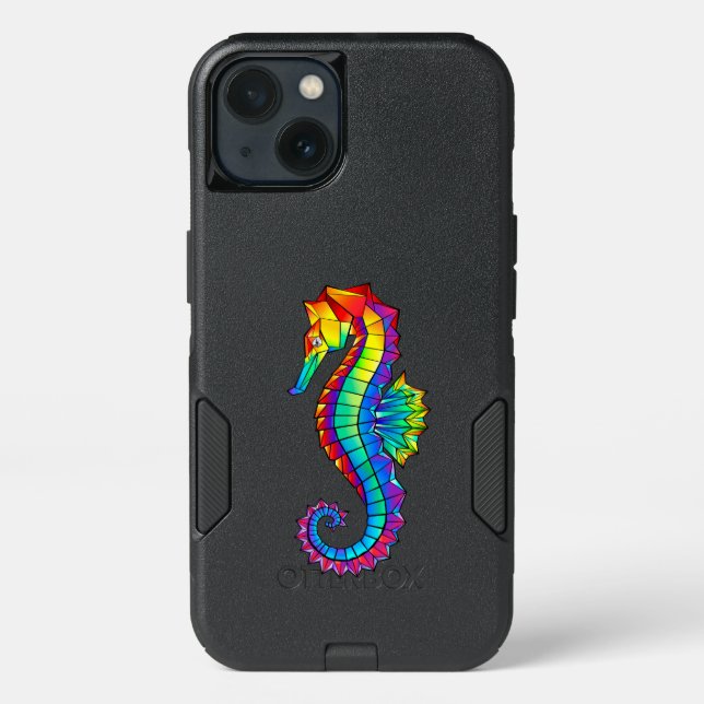 Rainbow Polygonal Seahorse Otterbox iPhone Case (Back)