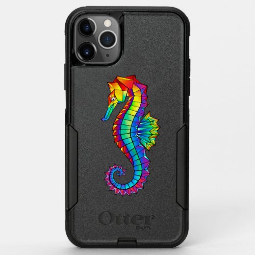 Rainbow Polygonal Seahorse OtterBox Commuter iPhone 11 Pro Max Case