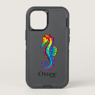 Rainbow Polygonal Seahorse OtterBox Defender iPhone 12 Mini Case