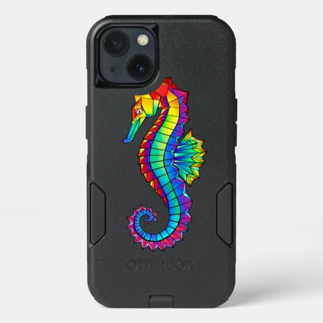 Rainbow Polygonal Seahorse Otterbox iPhone Case (Back)