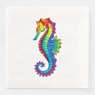 Rainbow Polygonal Seahorse Paper Dinner Napkins