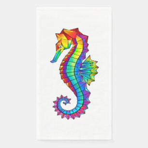Rainbow Polygonal Seahorse Paper Guest Towels