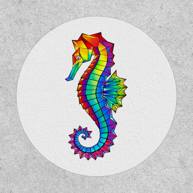 Rainbow Polygonal Seahorse Patch (Front)