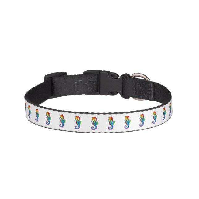 Rainbow Polygonal Seahorse Pet Collar (Front)