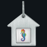 Rainbow Polygonal Seahorse Pet ID Tag<br><div class="desc">Artistically drawn,  bright,  rainbow,  polygonal seahorse on white background. Bright tattoo.</div>