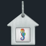 Rainbow Polygonal Seahorse Pet ID Tag<br><div class="desc">Artistically drawn,  bright,  rainbow,  polygonal seahorse on white background. Bright tattoo.</div>