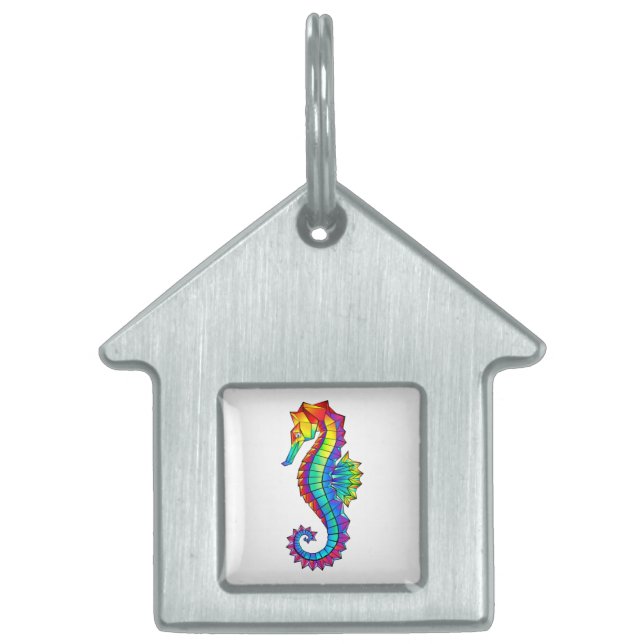 Rainbow Polygonal Seahorse Pet ID Tag (Front)