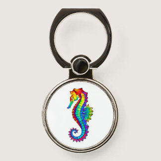 Rainbow Polygonal Seahorse Phone Ring Stand