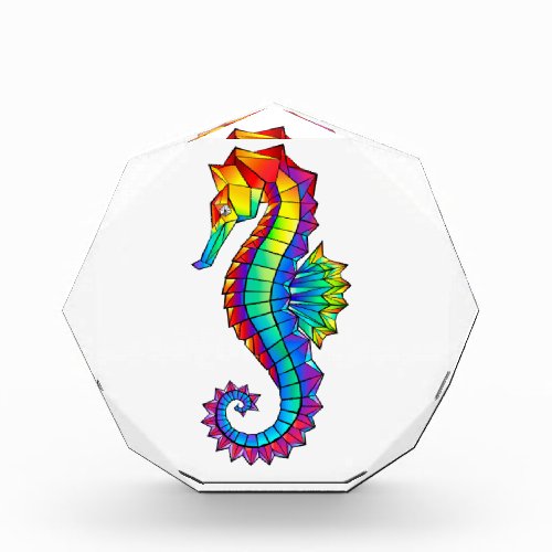 Rainbow Polygonal Seahorse Photo Block