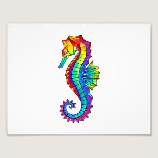 Rainbow Polygonal Seahorse Photo Print