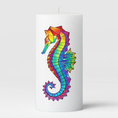 Rainbow Polygonal Seahorse Pillar Candle